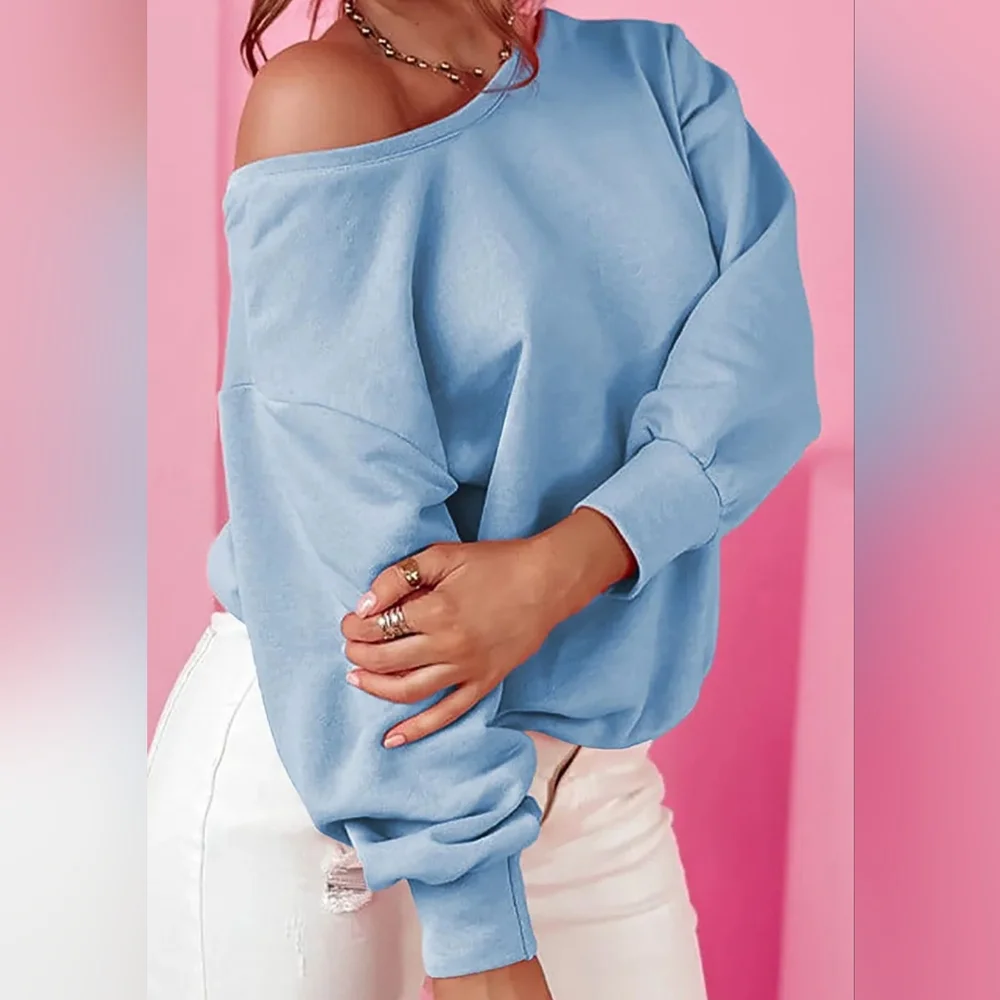 Bow Accent Cozy Sweatshirt - Blue